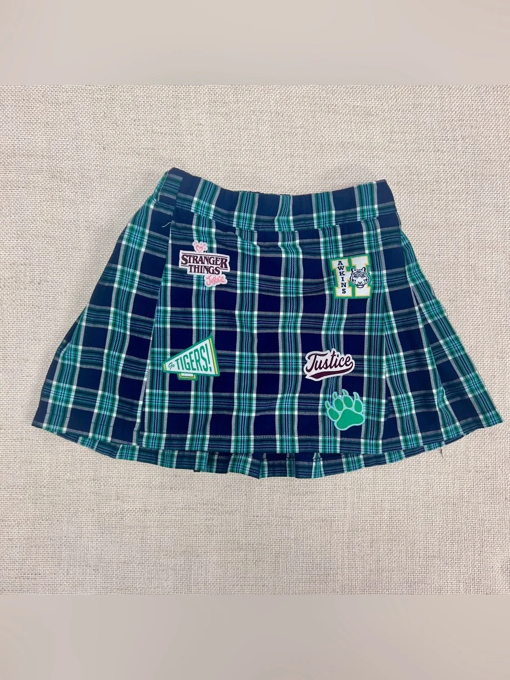 Justice x Stranger Things Plaid Skort 🐯 Hawkins Tigers, Size S (7/8)